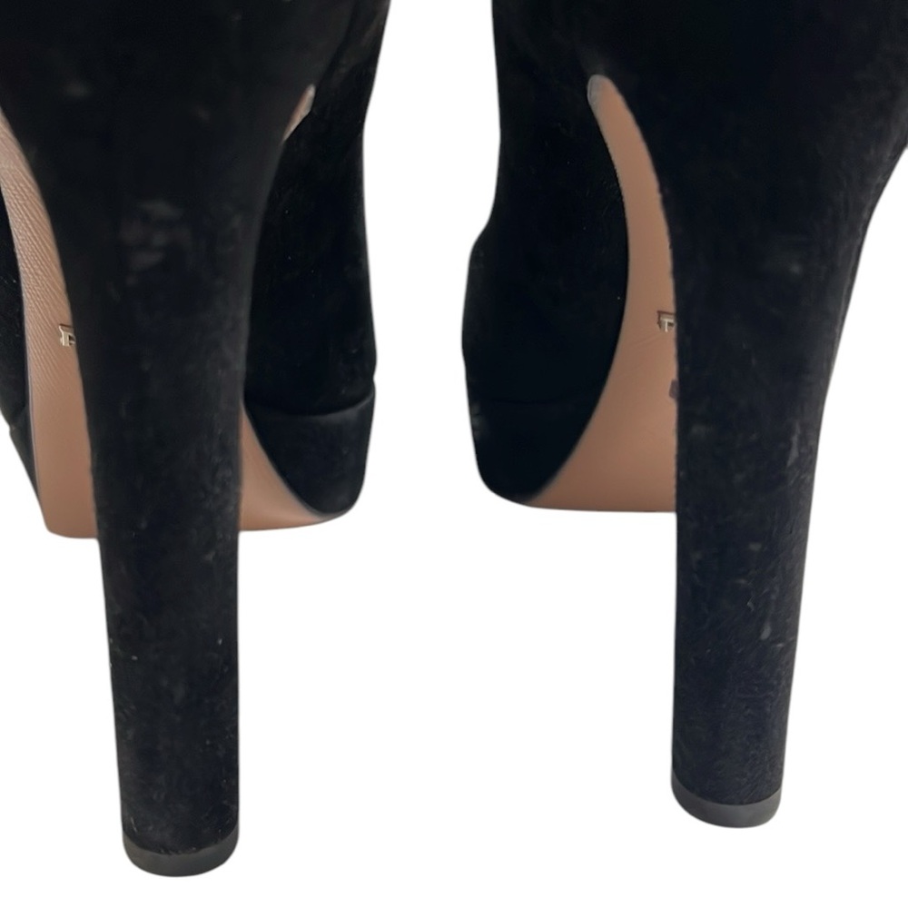 Prada Black Suede Peep Toe Pumps Size 38 - Picture 8 of 10